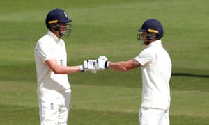 Ben Stokes fist-bumps Zak Crawley but is yet to score