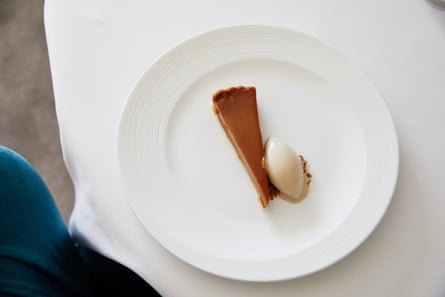 Wildflower’s caramel tart with dandelion root ice-cream.
