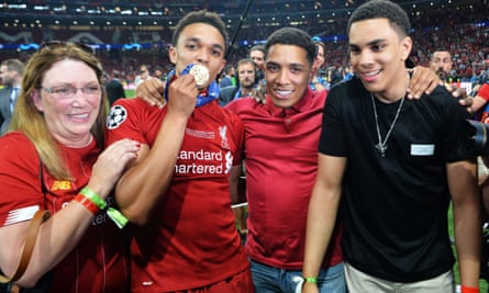 Keep it in the family: with mother Dianne and brothers Tyler and Marcel after winning the UEFA Champions League final between Tottenham Hotspur and Liverpool FC at the Wanda Metropolitano stadium in Madrid, Spain, in June 2019.