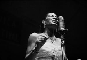 Billie HolidayAmerican jazz musician and singer-songwriter Eleanora Fagan, professionally known as Billie Holiday, performing on stage