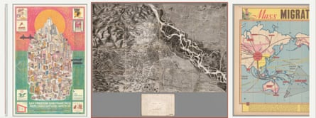 A screengrab showing three maps from David Rumsey’s map collection