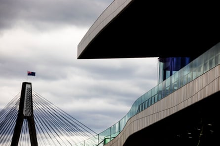The Sydney Fish Market building, with Anzac Bridge in the background