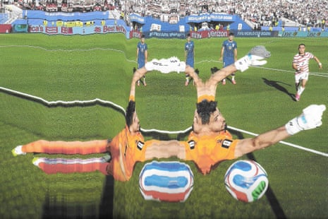 Nikola Vasilj of Bosnia and Herzegovina fails to save a free-kick from Malik Tillman of the United States. Original photograph by Charlotte Wilson.