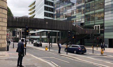 The Suffolk Lane pedway, east of Cannon Street station, was recently clad with timber.