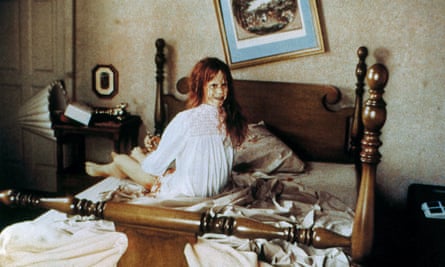 Linda Blair with her head twisted round the wrong way in The Exorcist.