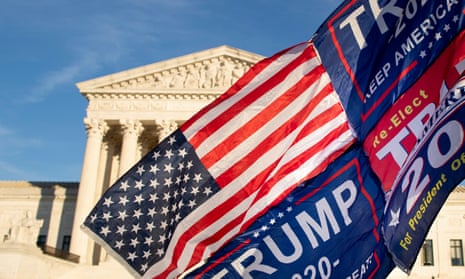 supreme court with trump flag in front of it