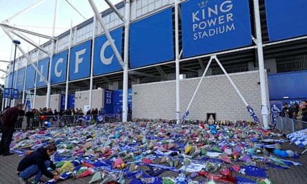 Floral tributes outside the King Power Stadium