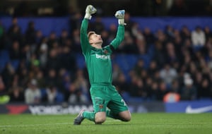 West Ham United’s David Martin celebrates at full-time.
