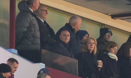 Tottenham chairman Daniel Levy (centre) at Villa Park
