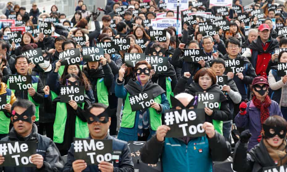 Protesters show their support for the ‘Me Too’ movement in Seoul