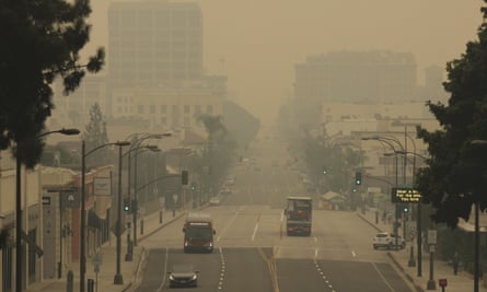 On September 12, smoke fires in a forest fire over Pasadena, California.