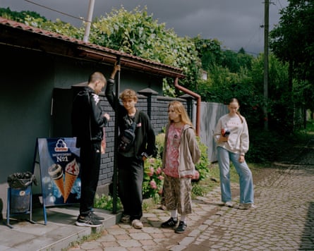 Four children going out for a walk