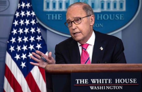 Director of the National Economic Council Larry Kudlow speaks at a press briefing at the White House today