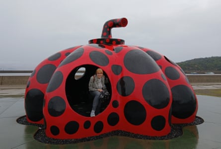 Sandie in the red pumpkin on Naoshima, Japan’s art island.