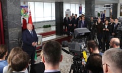 Alexander Lukashenko speaks to a group of journalists