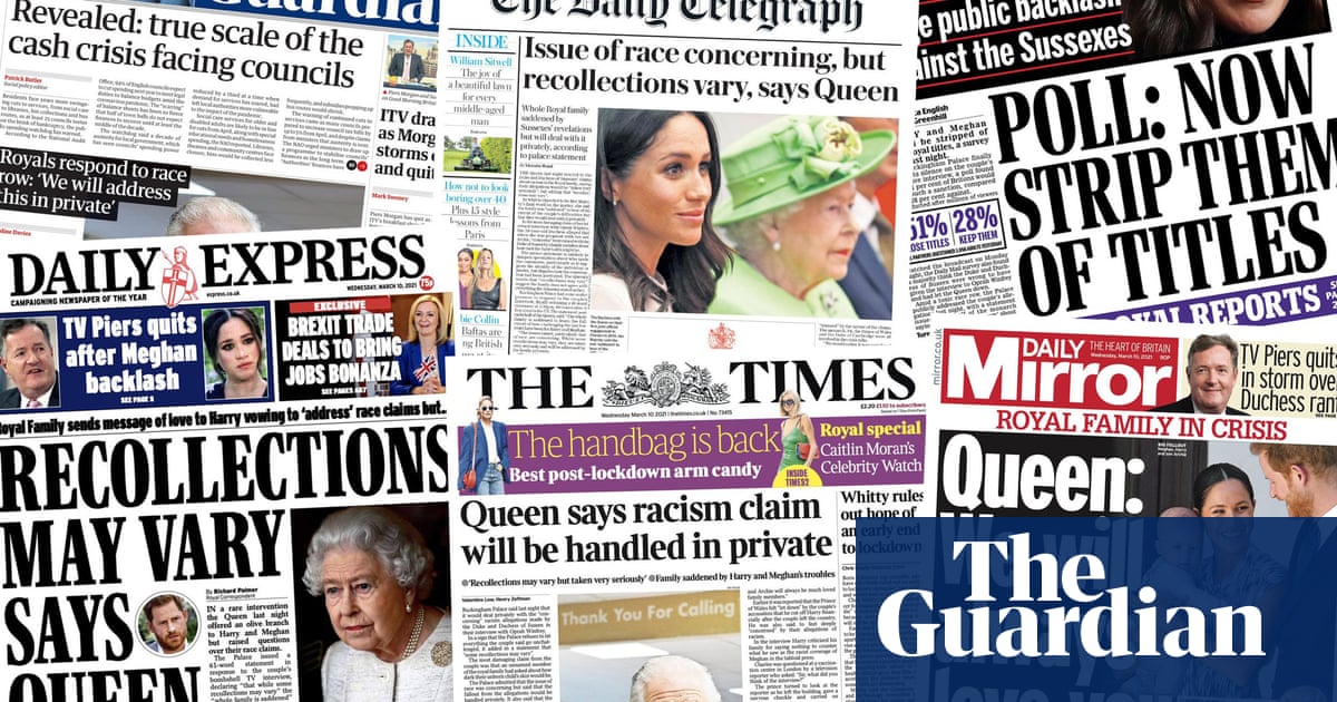 ‘Recollections may vary’: how the papers covered Queen’s response to Meghan interview