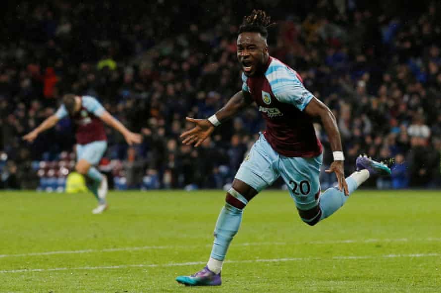 Maxwel Cornet celebrates Burnley’s winner against Everton