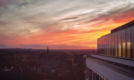 Sunset or sunrise showing Appleton Tower and Edinburgh