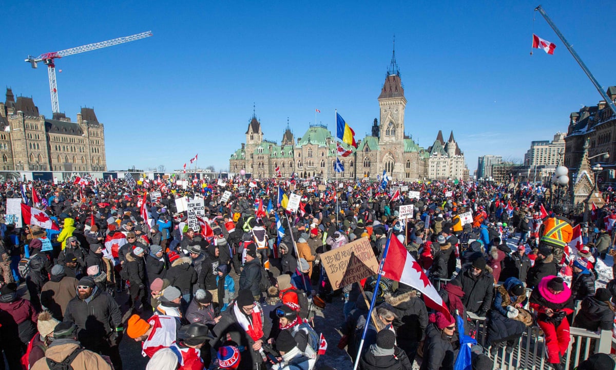 Thousands join protest in Canada against Covid vaccine mandates | Canada | The Guardian