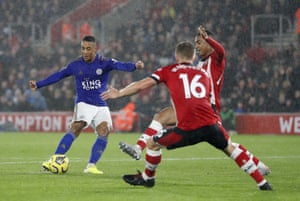 Youri Tielemans fires in the second.