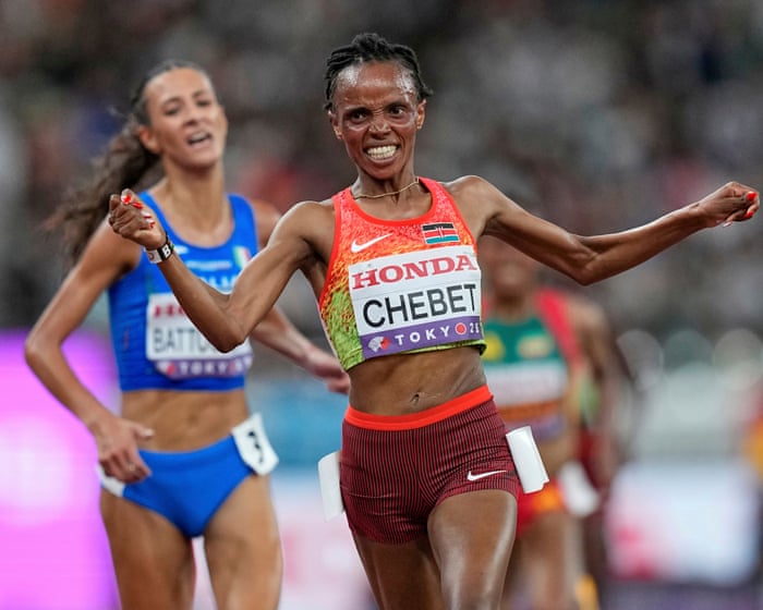 World Athletics Championships: Kenya’s Chebet wins women’s 10,000m gold, big names impress in 100m heats – live