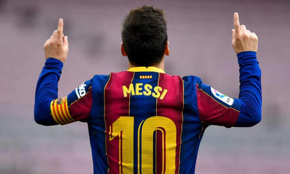 Lionel Messi, here celebrating after scoring against Celta Vigo in May, is extending his stay at Barcelona.