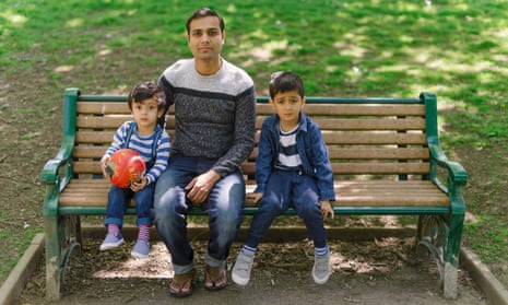 Owais Raja in Plymouth with his sons Aazan, two, and Aayan, six, who was diagnosed at six months with a hole in the heart.
