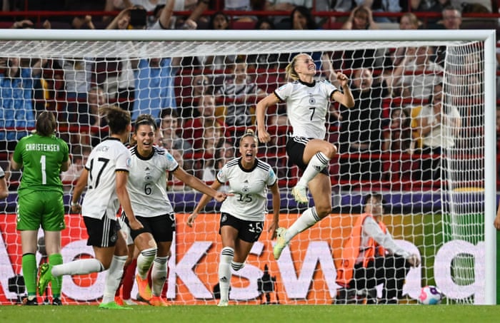 Germany’s Lea Schuller celebrates scoring their second goal.