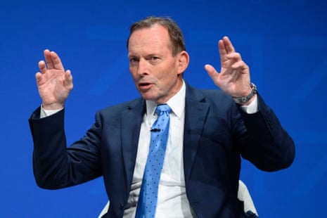 Tony Abbott at the Conservative party conference in Manchester yesterday.