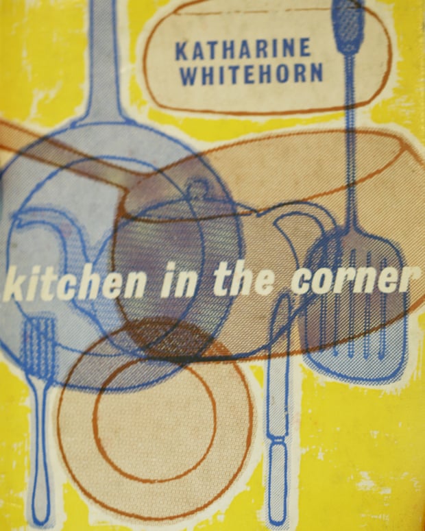 Cover of the original edition of Whitehorn’s 1961 book Kitchen in the Corner, in print for 40 years as Cooking in a Bedsitter.