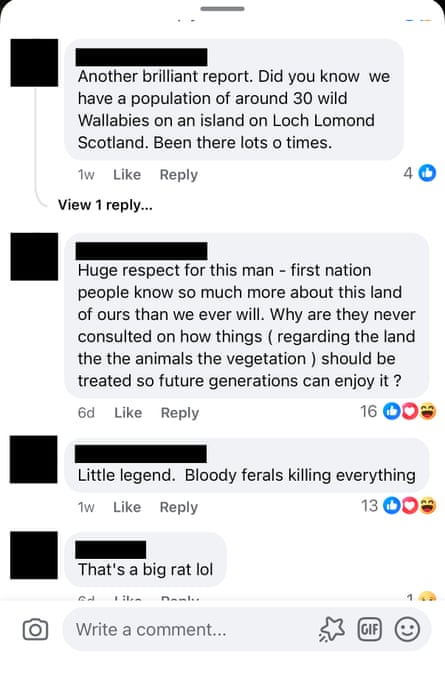 A screenshot of comments on the Bush Legend Facebook page.