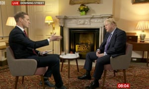 Boris Johnson being interviewed by Dan Walker (right).