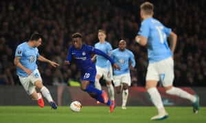 Callum Hudson-Odoi of Chelsea surges forward.