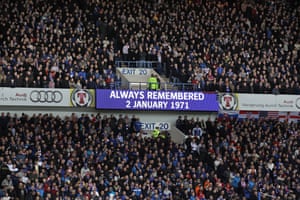 A screen at Ibrox on the 40th anniversary of the disaster on 2 January 2011.