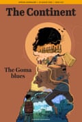A magazine cover with graphic novel-like drawings of an African boy, a line of people queueing for water, the boy running away from two others, someone lying in bed and a city street