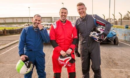 Gone up a gear ... Harris, McGuinness and Flintoff.