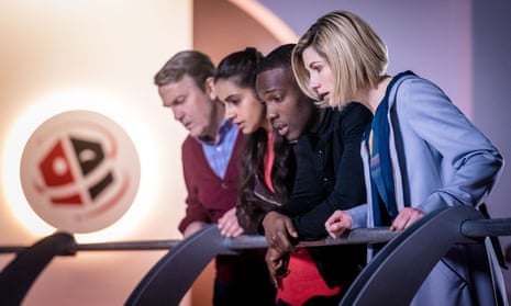 Bradley Walsh, Mandip Gill, Tosin Cole and Jodie Whittaker in Doctor Who.
