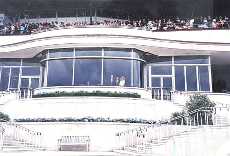 Epstein, Mountbatten-Windsor and Maxwell in the royal box at Ascot.