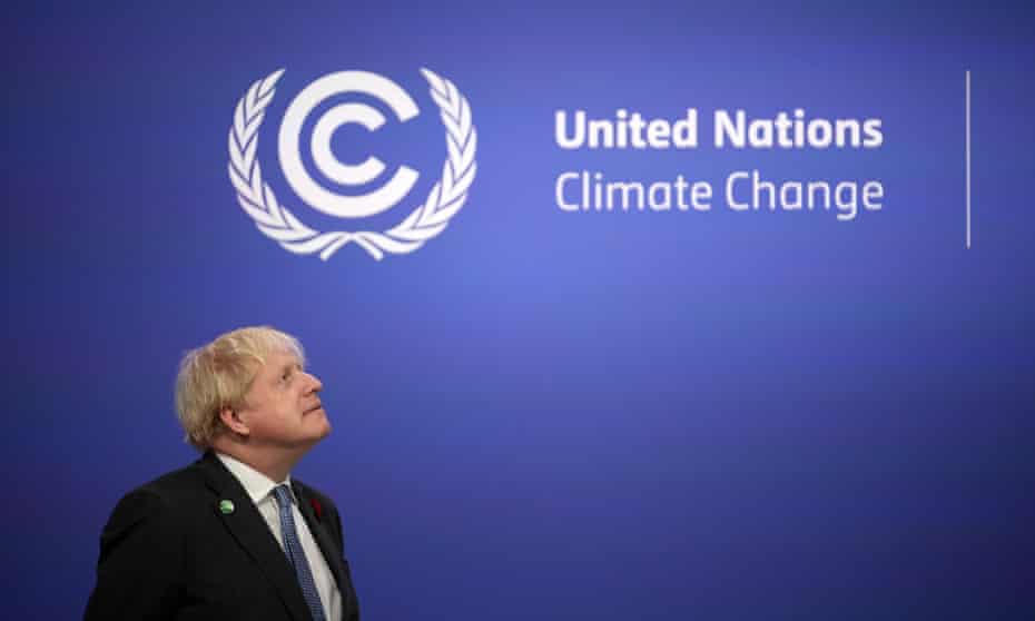 Boris Johnson at the SECC, Glasgow, on the second day of the Cop26 summit.