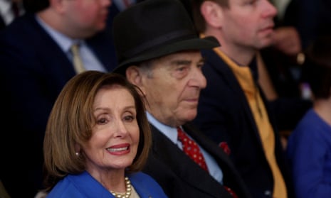 Congresswoman Nancy Pelosi (D-CA) and her husband Paul attend an event in the East Room hosted by U.S. President Joe Biden and Vice President Kamala Harris to honor the Golden State Warriors for their 2022 NBA championship at the White House in Washington, U.S., January 17, 2023.