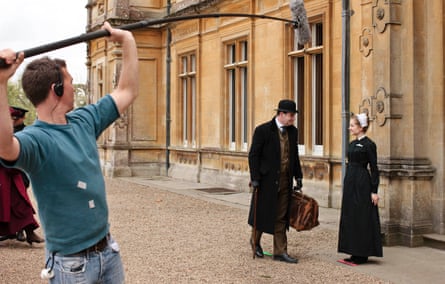 Brendan Coyle and Joanne Froggatt film a romantic encounter as John Bates and Anna Smith.