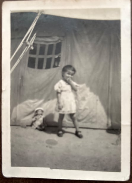 A black and white photograph of Maria Krupa when she was child in Karachi where her father was stationed in 1943.