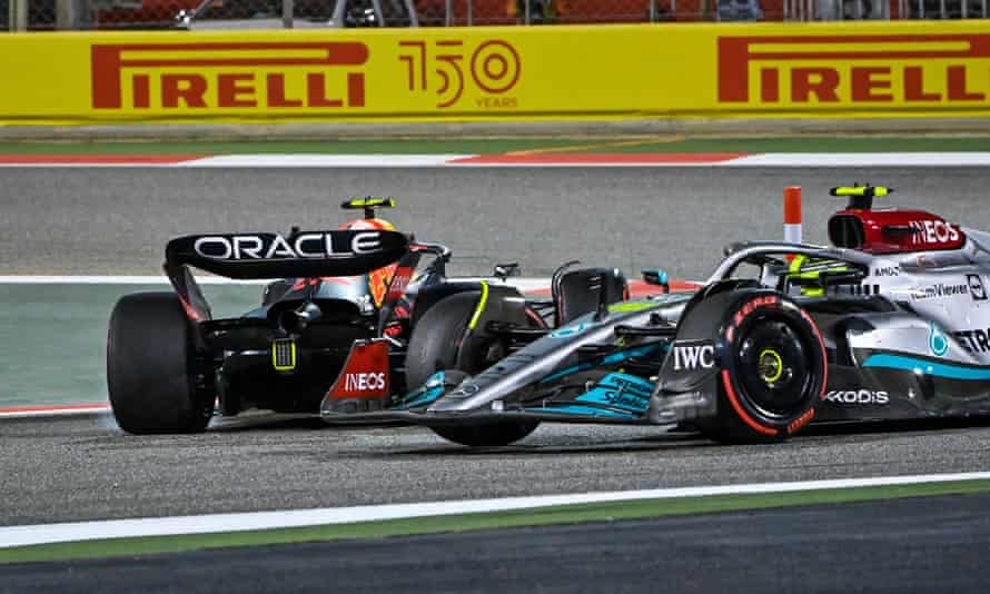 Lewis Hamilton took third place after Sergio Pérez span in his Red Bull as it lost power