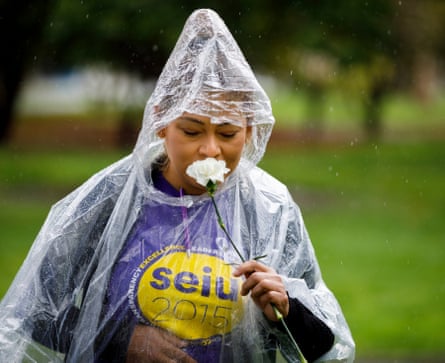 SEIU Local 2015 holds vigil for nursing home workers who passed away from Covid, in Sacramento.
