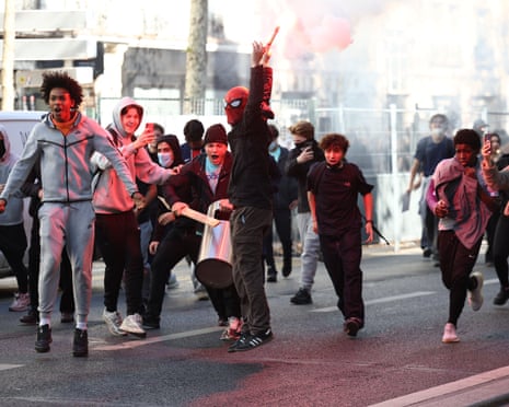Clashes between protesters and law enforcement during a student demonstration near Place de la Bastille in Paris.