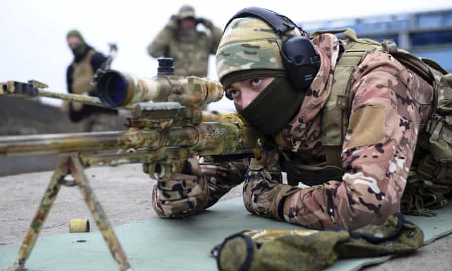 A Russian soldier takes part in drills in the Rostov region near its border with Ukraine