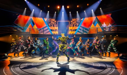 Lights shine down on the stage of Starlight Express