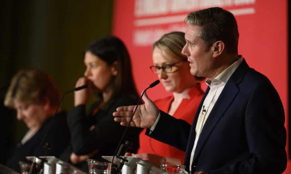 Emily Thornberry, Lisa Nandy, Rebecca Long-Bailey and Keir Starmer at a Labour leadership hustings in Cardiff