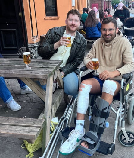 Segalov and Joel Golby have a drink outside a pub