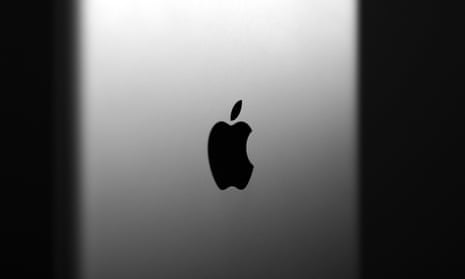 The Apple logo on a laptop